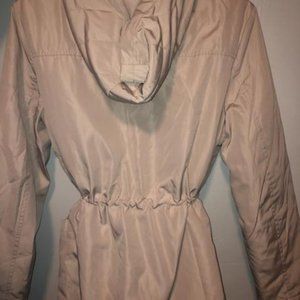 cream jacket tan hooded mid length small